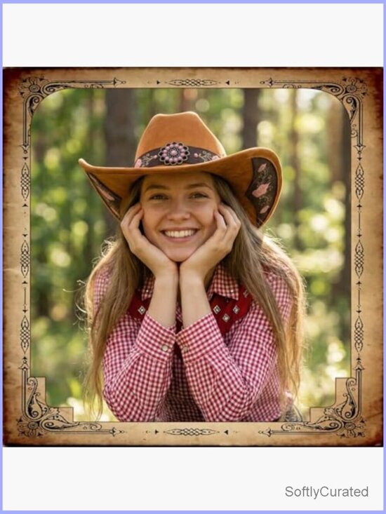 Wide Brim Felt Cowgirl Hat with Embroidery, Suede-Finish, Adjustable main image 5